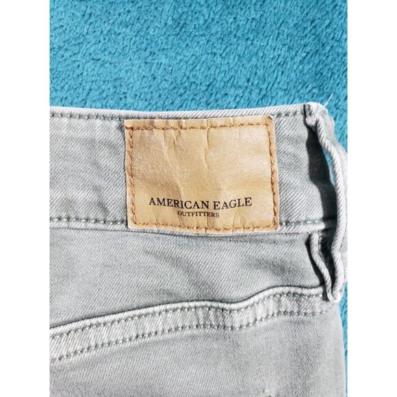 American Eagle Jeans Size 4 Long Womens Green Stretch Pants High Rise Jegging - Picture 12 of 13